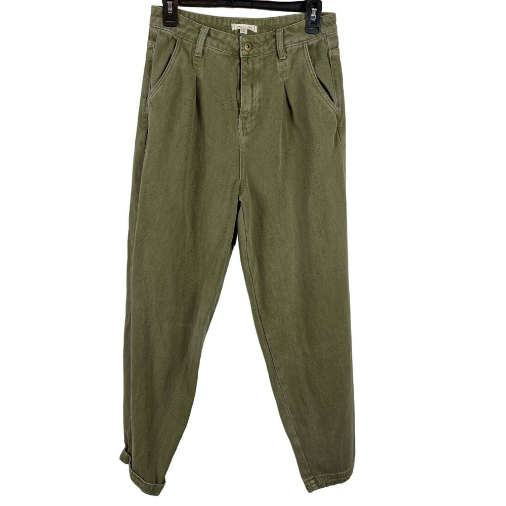 Day to Day Blu Pepper Pants Tapered Women Size M Olive Green Cotton